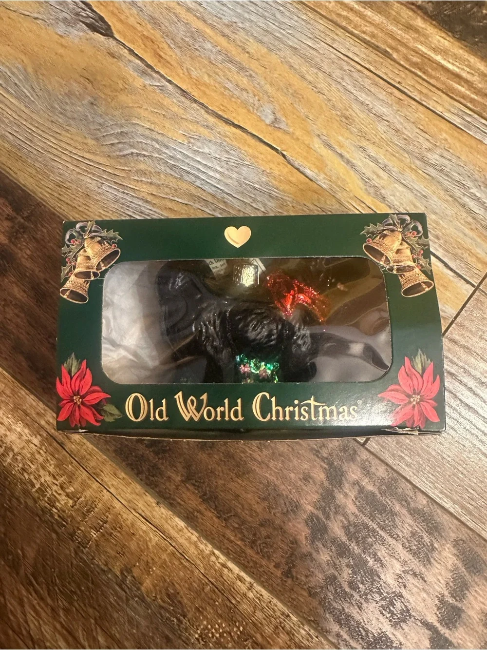 Black Dog Ornament with Red Bow - Pet Holiday Figurine